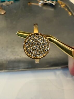 Coach Gold Crystal Pave Round Ring